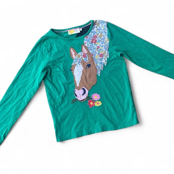 Mini Boden Green Horse Graphic Kids Shirt - size 8-9 years - Picture 2 of 8